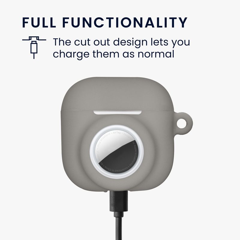 TV, Audio-Video si Foto - Portabile audio - Casti audio - Husa casti Kwmobile pentru Apple AirPods 4, protectie la zgarieturi, Silicon, gri - Infinity.ro