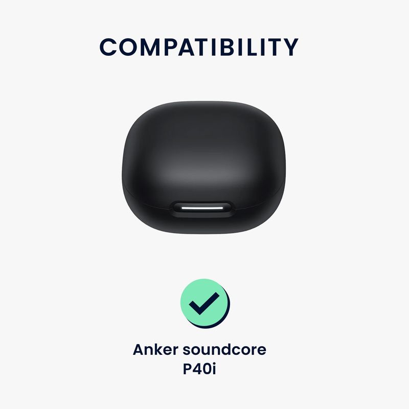 TV, Audio-Video si Foto - Portabile audio - Casti audio - Husa casti Kwmobile pentru Anker Soundcore P40i, prindere cu carabina, protectie la zgarieturi, Silicon, alb, negru - Infinity.ro