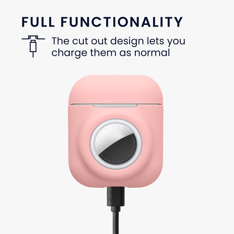 TV, Audio-Video si Foto - Portabile audio - Casti audio - Husa casti Kwmobile pentru Apple AirPods 1, AirPods 2, incarcare wireless, Silicon, roz prafuit - Infinity.ro