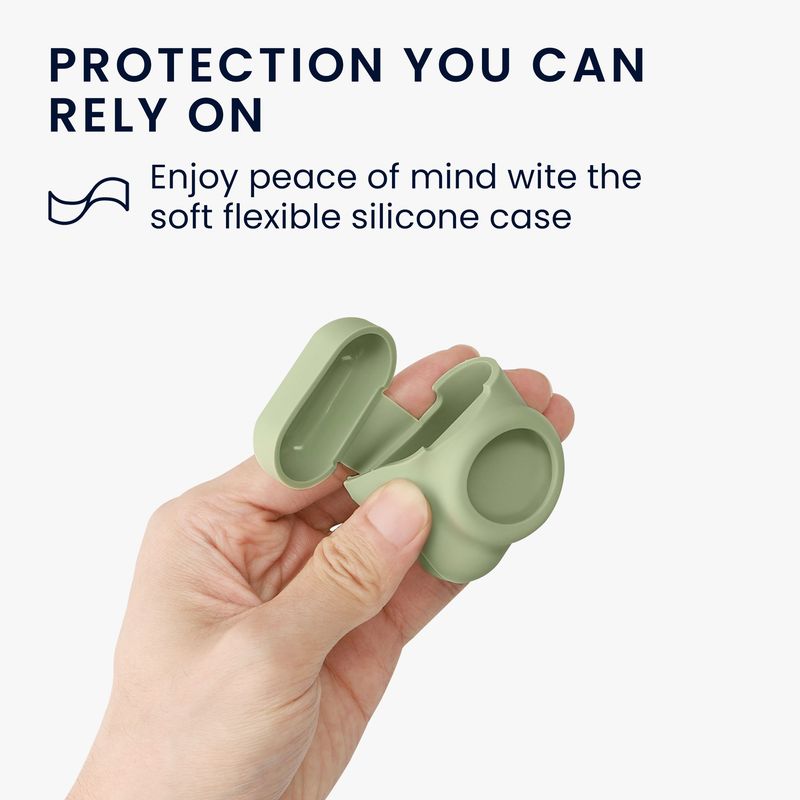 TV, Audio-Video si Foto - Portabile audio - Casti audio - Husa casti Kwmobile pentru Apple AirPods 1, AirPods 2, incarcare wireless, prindere cu carabina, Silicon, verde - Infinity.ro