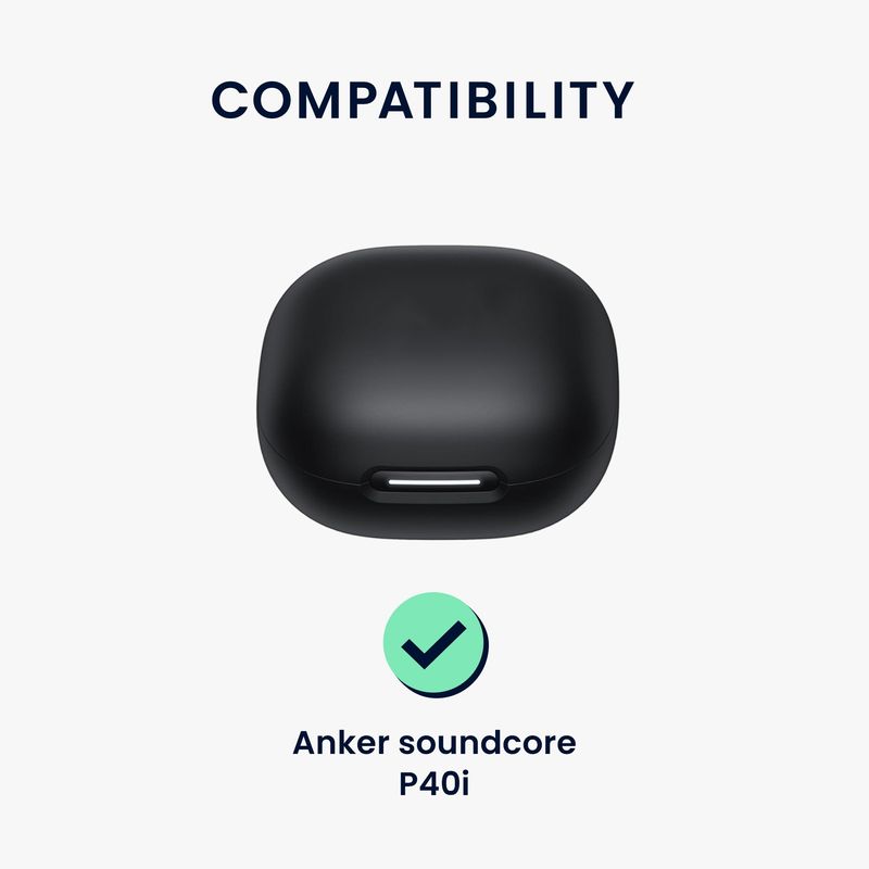 TV, Audio-Video si Foto - Portabile audio - Casti audio - Husa casti Kwmobile pentru Anker Soundcore P40i, prindere cu carabina, Silicon, alb, negru - Infinity.ro