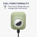 TV, Audio-Video si Foto - Portabile audio - Casti audio - Husa casti Kwmobile pentru Apple AirPods 1, AirPods 2, incarcare wireless, prindere cu carabina, Silicon, verde - Infinity.ro
