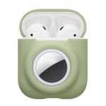 TV, Audio-Video si Foto - Portabile audio - Casti audio - Husa casti Kwmobile pentru Apple AirPods 1, AirPods 2, incarcare wireless, prindere cu carabina, Silicon, verde - Infinity.ro