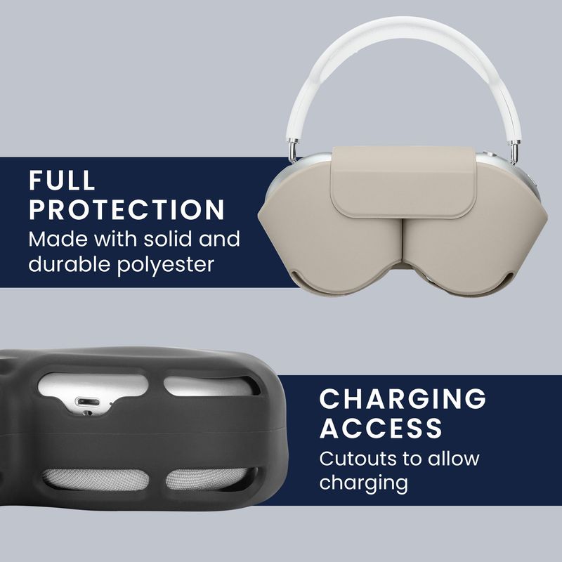 TV, Audio-Video si Foto - Portabile audio - Casti audio - Husa casti Kwmobile pentru Apple AirPods Max, AirPods Max 2, fixare magnetica, Poliester, gri - Infinity.ro
