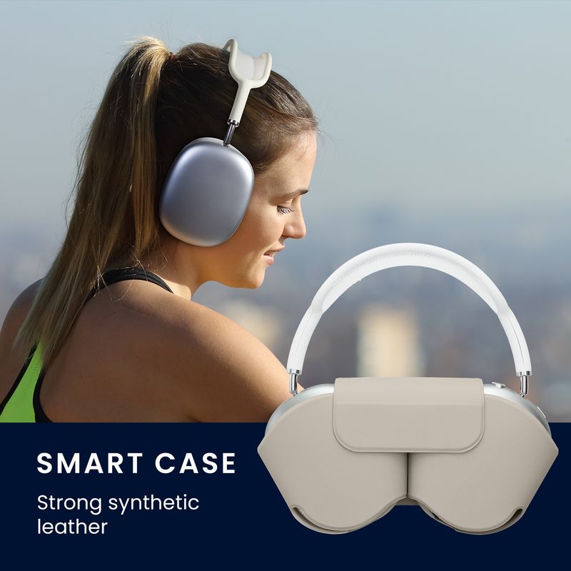 TV, Audio-Video si Foto - Portabile audio - Casti audio - Husa casti Kwmobile pentru Apple AirPods Max, AirPods Max 2, fixare magnetica, Poliester, gri - Infinity.ro