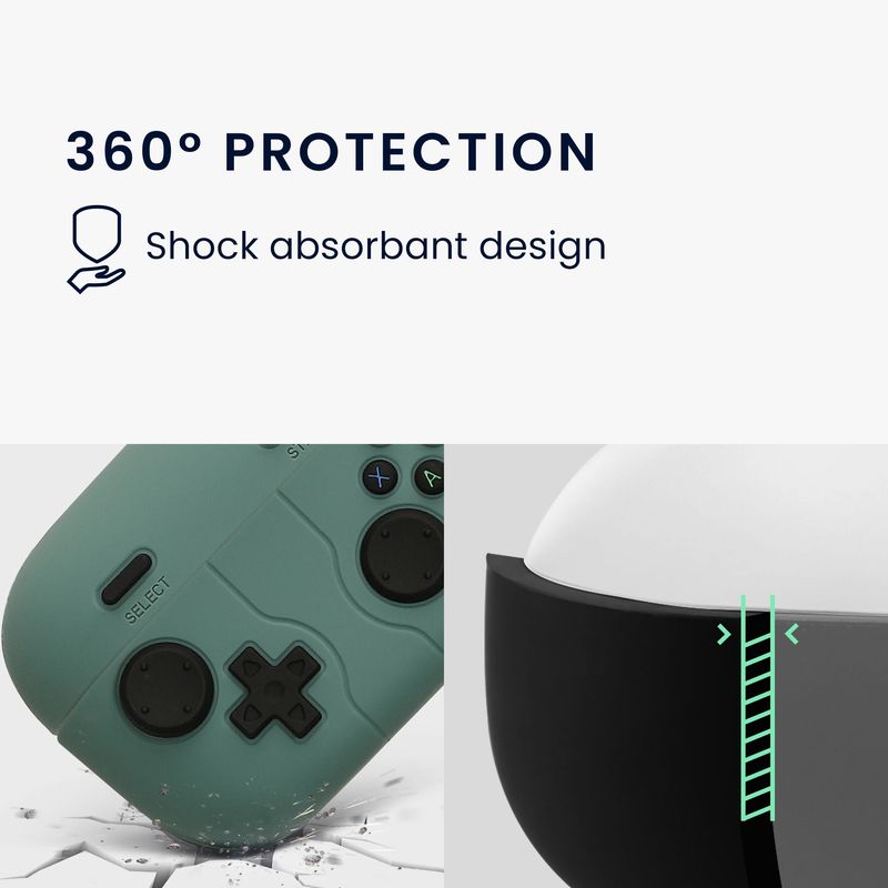 TV, Audio-Video si Foto - Portabile audio - Casti audio - Husa casti Kwmobile pentru Sony LinkBuds S, protectie la zgarieturi, Silicon, verde, negru - Infinity.ro