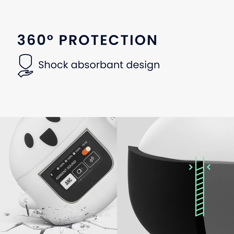 TV, Audio-Video si Foto - Portabile audio - Casti audio - Husa casti Kwmobile pentru JBL Tour Pro 2, protectie la zgarieturi, Silicon, alb, negru - Infinity.ro