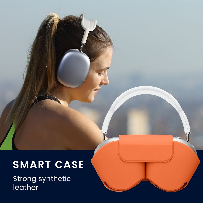 TV, Audio-Video si Foto - Portabile audio - Casti audio - Husa casti Kwmobile pentru Apple AirPods Max, AirPods Max 2, fixare magnetica, Poliester, portocaliu - Infinity.ro
