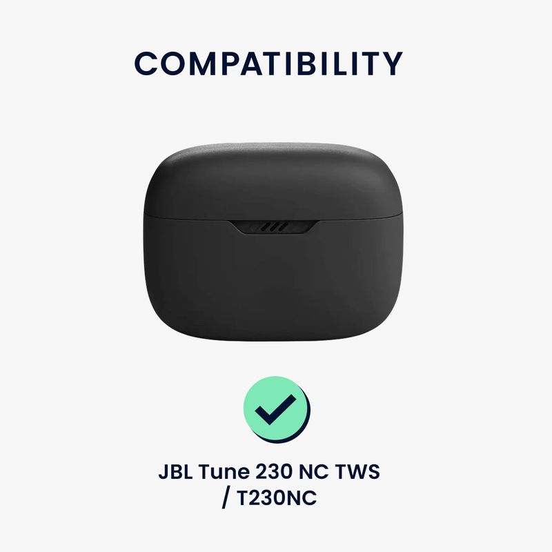 TV, Audio-Video si Foto - Portabile audio - Casti audio - Husa casti Kwmobile pentru JBL Tune 230 NC TWS, Tune T230NC, Tune T235NC, prindere cu carabina, Silicon, negru - Infinity.ro