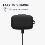 TV, Audio-Video si Foto - Portabile audio - Casti audio - Husa casti Kwmobile pentru Sennheiser MOMENTUM True Wireless 3, true Wireless 4, prindere cu carabina, Silicon, negru - Infinity.ro