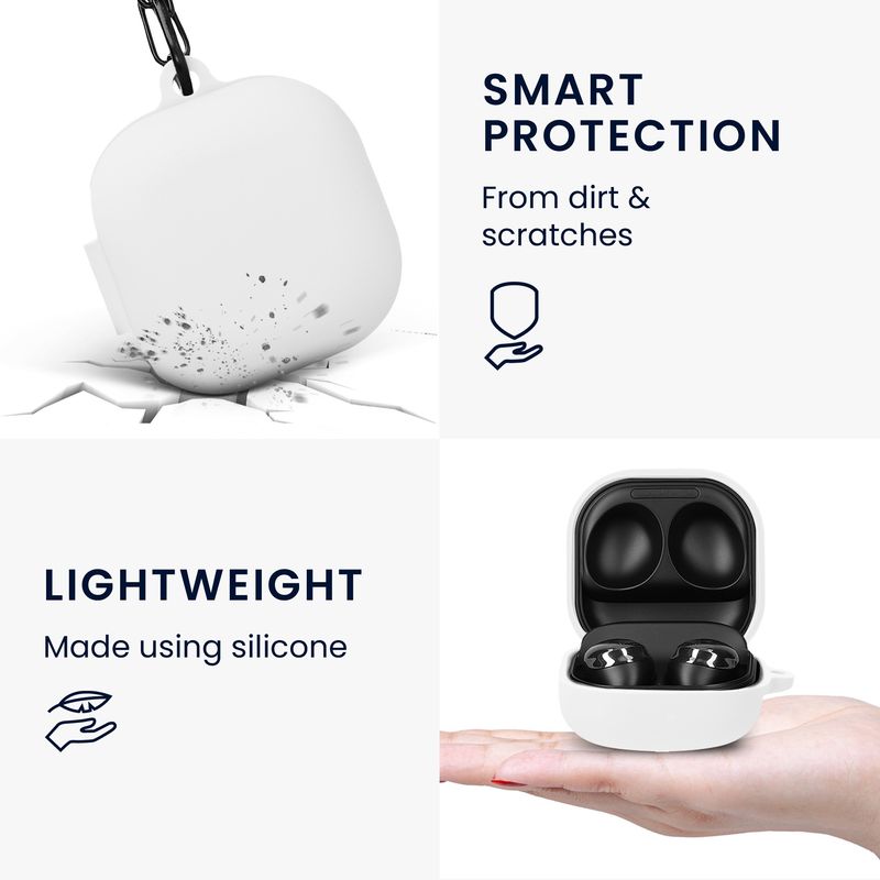 TV, Audio-Video si Foto - Portabile audio - Casti audio - Husa casti Kwmobile pentru Samsung Galaxy Buds 2, anti-alunecare, Silicon, alb - Infinity.ro