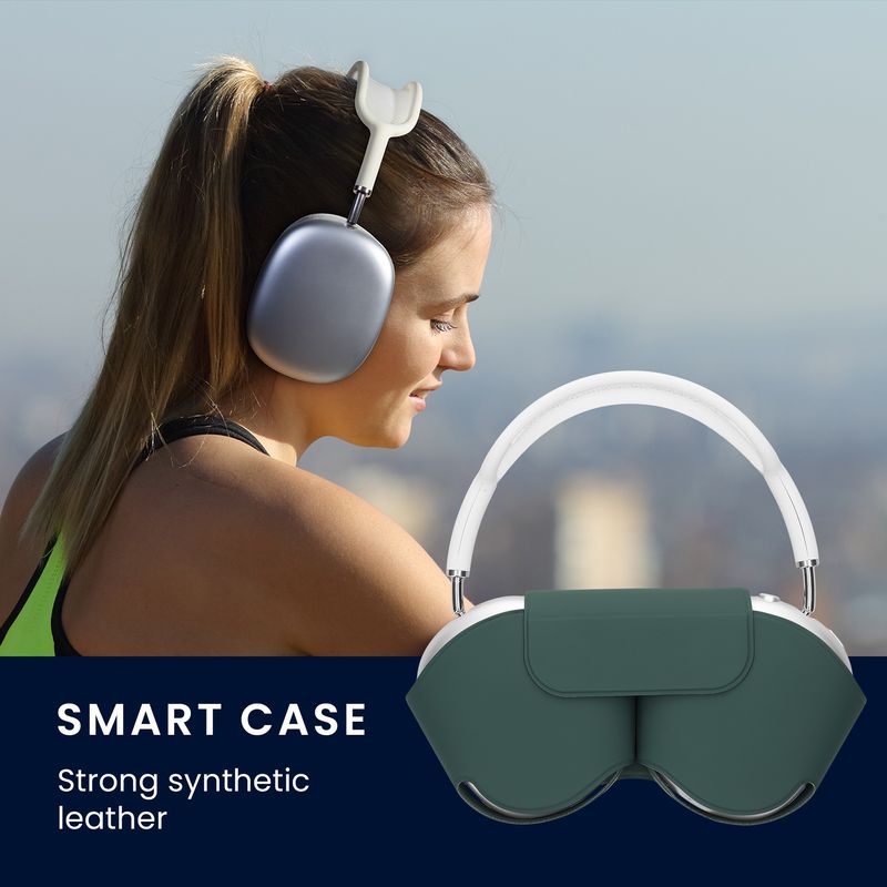TV, Audio-Video si Foto - Portabile audio - Casti audio - Husa casti Kwmobile pentru Apple AirPods Max, AirPods Max 2, fixare magnetica, Poliester, verde - Infinity.ro