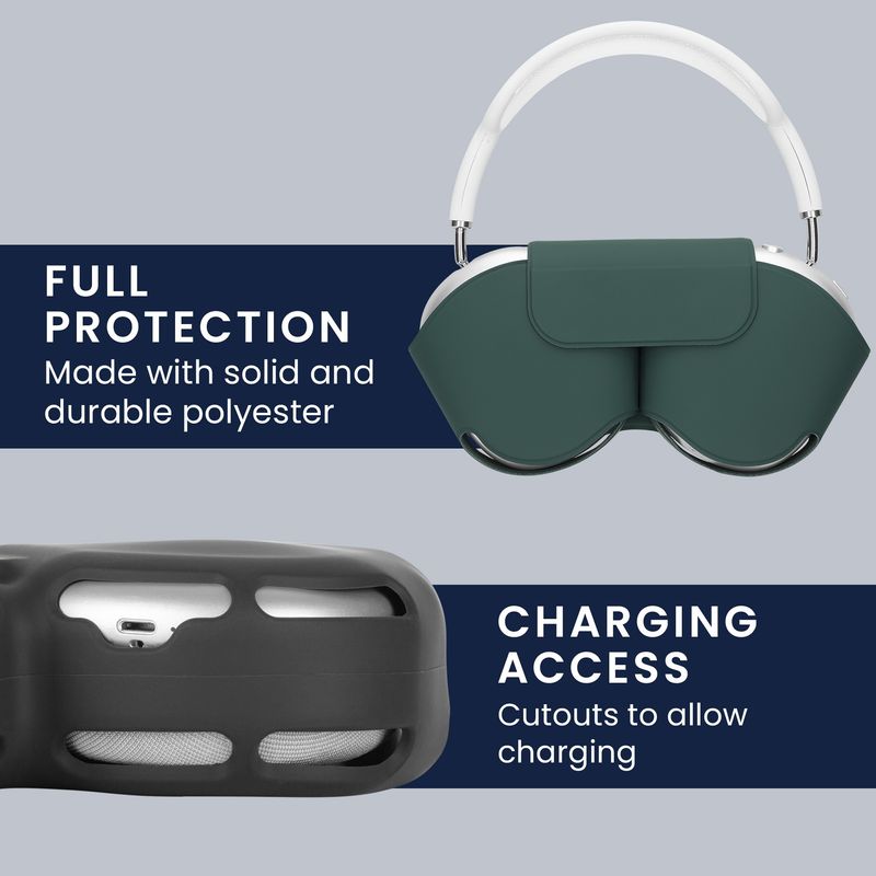 TV, Audio-Video si Foto - Portabile audio - Casti audio - Husa casti Kwmobile pentru Apple AirPods Max, AirPods Max 2, fixare magnetica, Poliester, verde - Infinity.ro
