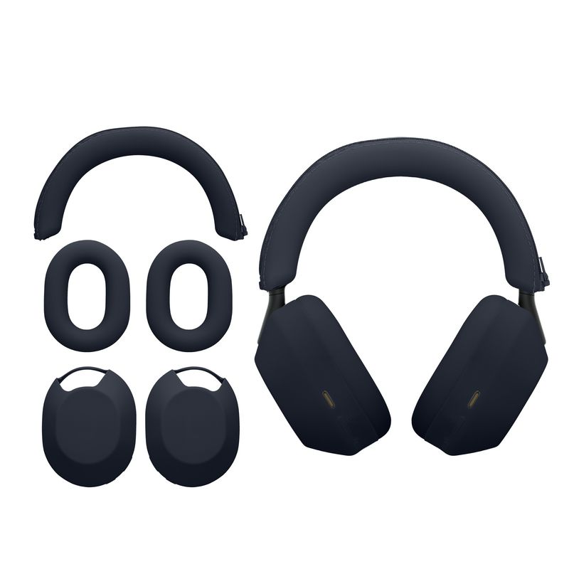 TV, Audio-Video si Foto - Portabile audio - Casti audio - Husa casti Kwmobile pentru Sony WH-1000XM5, protectie la socuri, Silicon, albastru - Infinity.ro