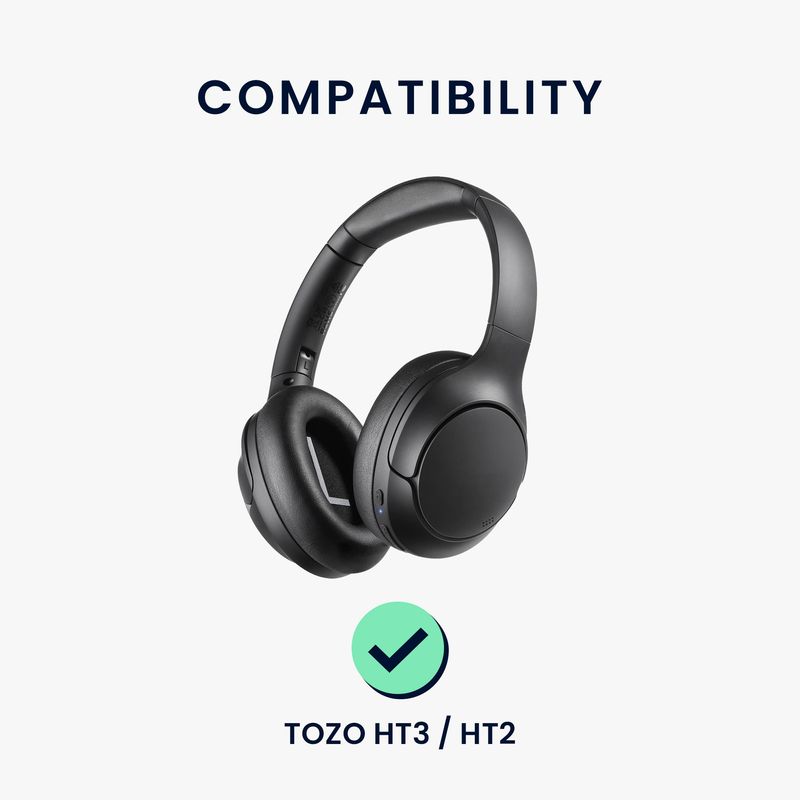 TV, Audio-Video si Foto - Portabile audio - Casti audio - Set 2 pernite pentru casti Kwmobile pentru TOZO HT3, HT2, confort sporit, Piele ecologica, negru - Infinity.ro