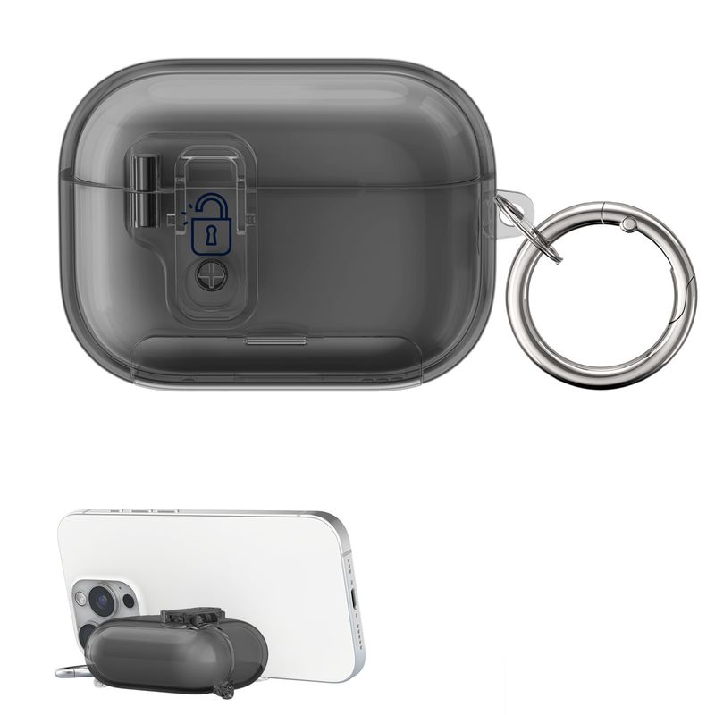 TV, Audio-Video si Foto - Portabile audio - Casti audio - Husa casti Kwmobile pentru Apple AirPods Pro 3, functie stand, Termoplastic, negru - Infinity.ro