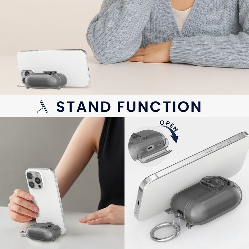 TV, Audio-Video si Foto - Portabile audio - Casti audio - Husa casti Kwmobile pentru Apple AirPods Pro 3, functie stand, Termoplastic, negru - Infinity.ro