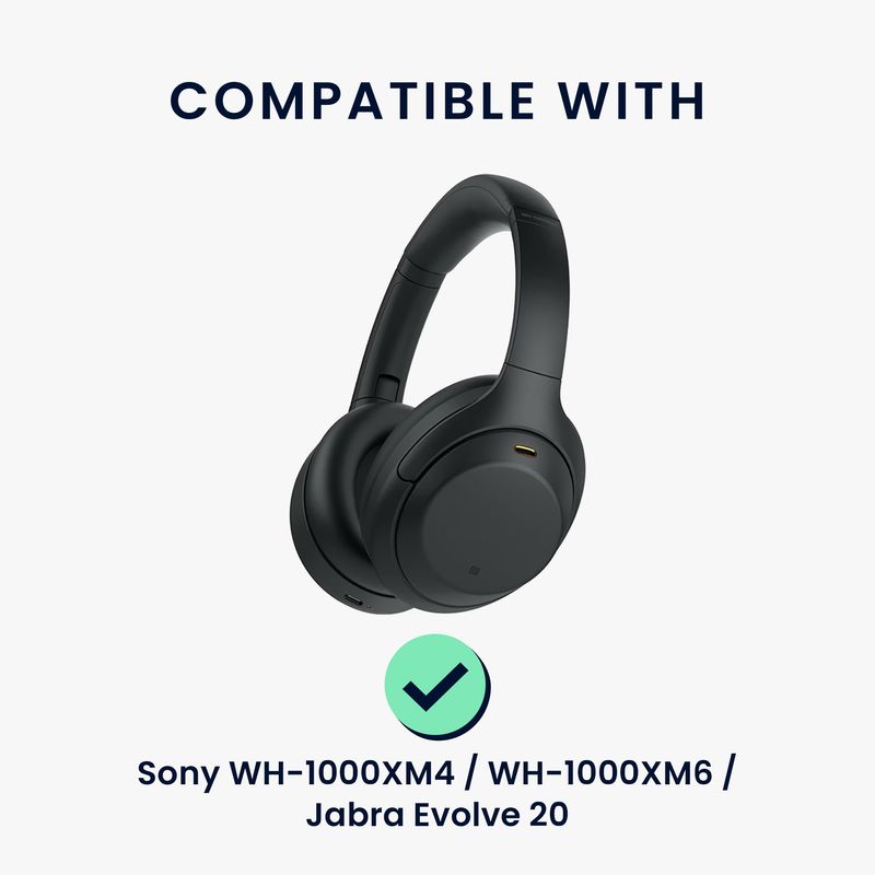 TV, Audio-Video si Foto - Portabile audio - Casti audio - Husa casti Kwmobile pentru Sony WH-1000XM4, Sony WH-1000XM6, Jabra Evolve 20, protectie la socuri, Neopren, negru - Infinity.ro