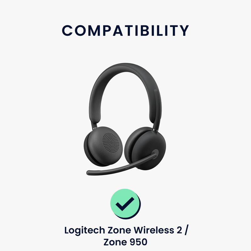 TV, Audio-Video si Foto - Portabile audio - Casti audio - Set 2 pernite pentru casti Kwmobile pentru Logitech Zone Wireless 2, Zone 950, confort sporit, Piele ecologica, negru - Infinity.ro