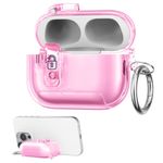 TV, Audio-Video si Foto - Portabile audio - Casti audio - Husa casti Kwmobile pentru Apple AirPods Pro 2, AirPods Pro, functie stand, Termoplastic, roz - Infinity.ro