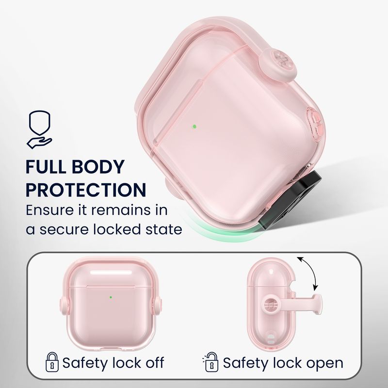 TV, Audio-Video si Foto - Portabile audio - Casti audio - Husa casti Kwmobile pentru Apple AirPods 4, functie stand, Termoplastic, roz, transparent - Infinity.ro