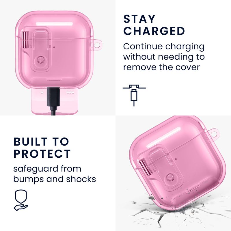 TV, Audio-Video si Foto - Portabile audio - Casti audio - Husa casti Kwmobile pentru Apple AirPods 4, functie stand, Termoplastic, roz - Infinity.ro