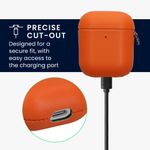 TV, Audio-Video si Foto - Portabile audio - Casti audio - Husa casti Kwmobile pentru Apple AirPods 1, AirPods 2, incarcare wireless, Piele ecologica, portocaliu - Infinity.ro