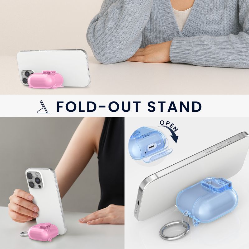 TV, Audio-Video si Foto - Portabile audio - Casti audio - Husa casti Kwmobile pentru Apple AirPods 4, functie stand, Termoplastic, roz - Infinity.ro