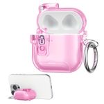 TV, Audio-Video si Foto - Portabile audio - Casti audio - Husa casti Kwmobile pentru Apple AirPods 4, functie stand, Termoplastic, roz - Infinity.ro