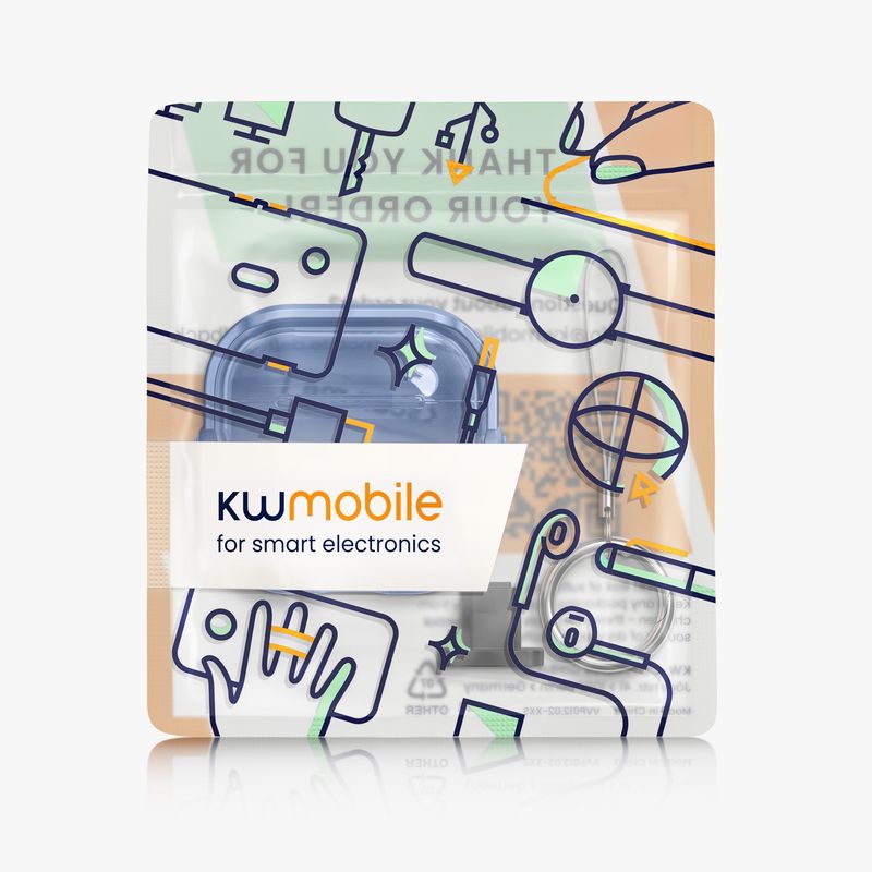 TV, Audio-Video si Foto - Portabile audio - Casti audio - Husa casti Kwmobile pentru Apple AirPods 4, functie stand, Termoplastic, albastru, transparent - Infinity.ro