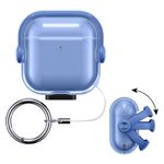 TV, Audio-Video si Foto - Portabile audio - Casti audio - Husa casti Kwmobile pentru Apple AirPods 4, functie stand, Termoplastic, albastru, transparent - Infinity.ro