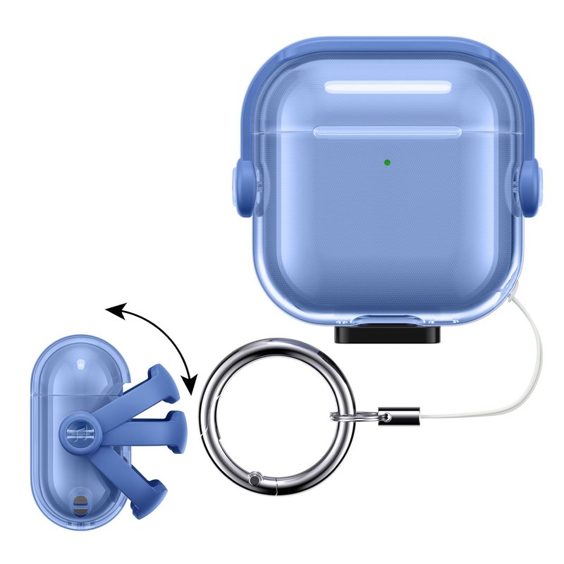 TV, Audio-Video si Foto - Portabile audio - Casti audio - Husa casti Kwmobile pentru Apple AirPods 4, functie stand, Termoplastic, albastru, transparent - Infinity.ro