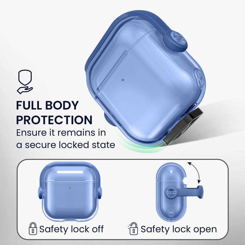 TV, Audio-Video si Foto - Portabile audio - Casti audio - Husa casti Kwmobile pentru Apple AirPods 4, functie stand, Termoplastic, albastru, transparent - Infinity.ro