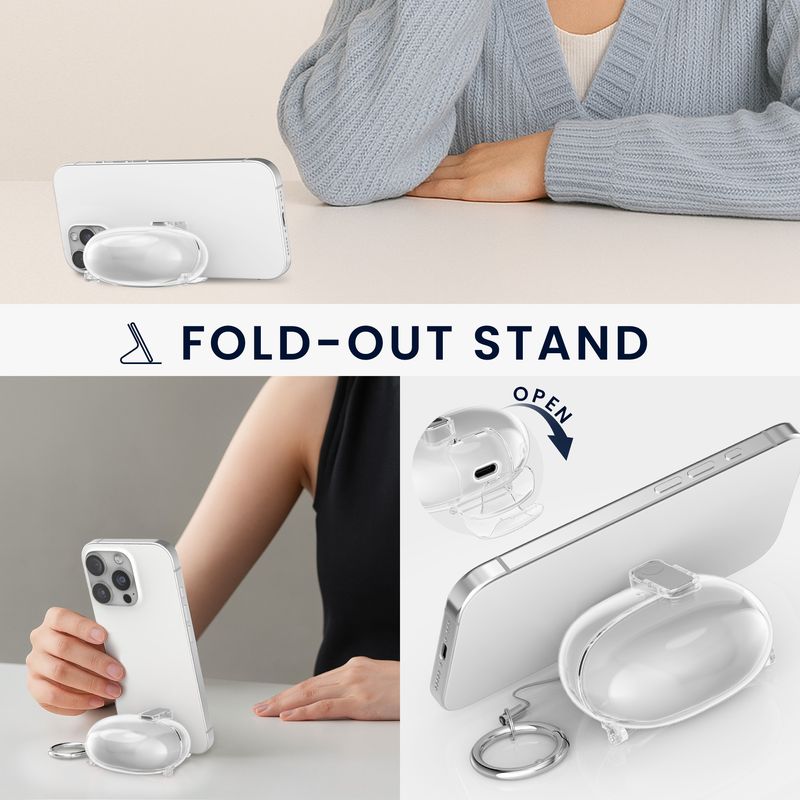 TV, Audio-Video si Foto - Portabile audio - Casti audio - Husa casti Kwmobile pentru Huawei FreeClip, functie stand, Termoplastic, transparent - Infinity.ro