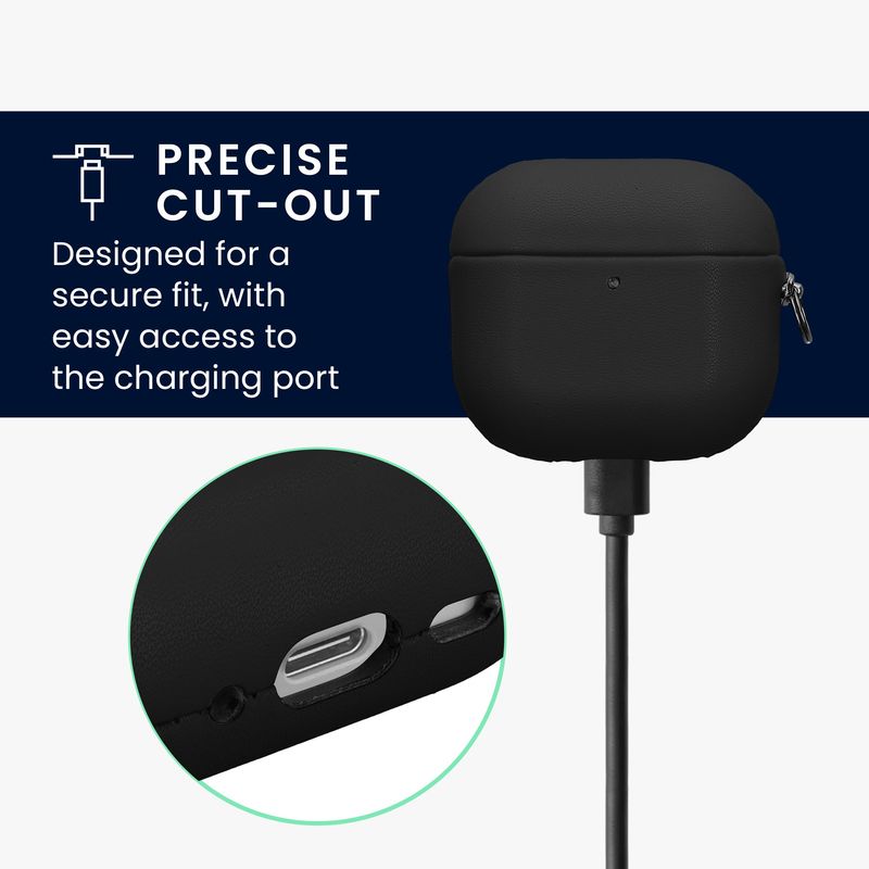 TV, Audio-Video si Foto - Portabile audio - Casti audio - Husa casti Kwmobile pentru Apple AirPods 4, anti-alunecare, Piele ecologica, negru - Infinity.ro
