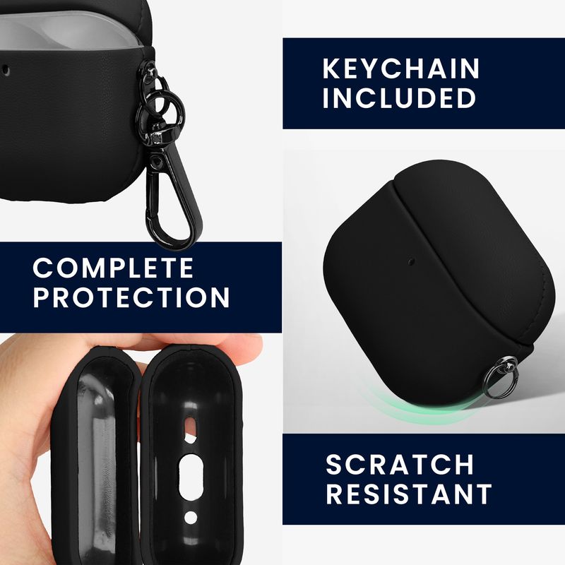 TV, Audio-Video si Foto - Portabile audio - Casti audio - Husa casti Kwmobile pentru Apple AirPods 4, anti-alunecare, Piele ecologica, negru - Infinity.ro