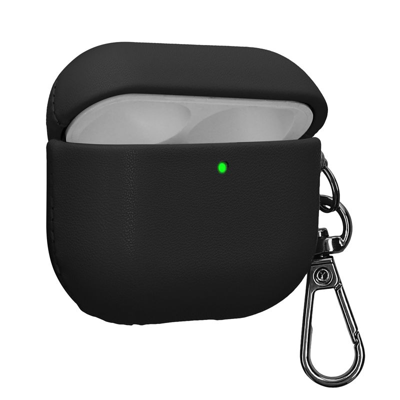 TV, Audio-Video si Foto - Portabile audio - Casti audio - Husa casti Kwmobile pentru Apple AirPods 4, anti-alunecare, Piele ecologica, negru - Infinity.ro