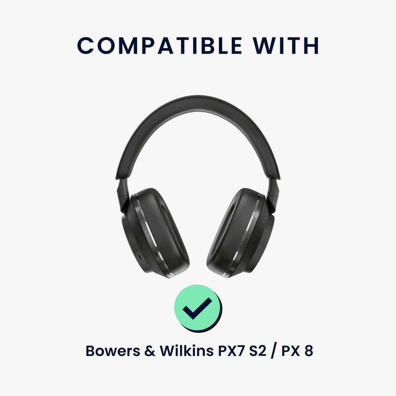 TV, Audio-Video si Foto - Portabile audio - Casti audio - Husa casti Kwmobile pentru Bowers & Wilkins PX7 S2, PX 8, protectie la zgarieturi, Piele ecologica, negru - Infinity.ro