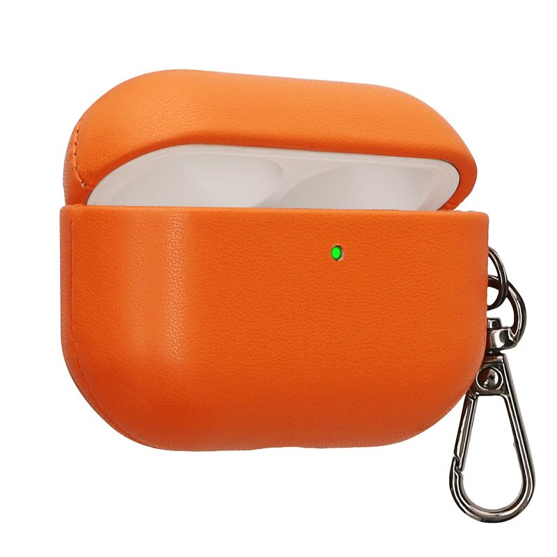 TV, Audio-Video si Foto - Portabile audio - Casti audio - Husa casti Kwmobile pentru Apple AirPods Pro 2, AirPods Pro, anti-alunecare, Piele ecologica, portocaliu - Infinity.ro