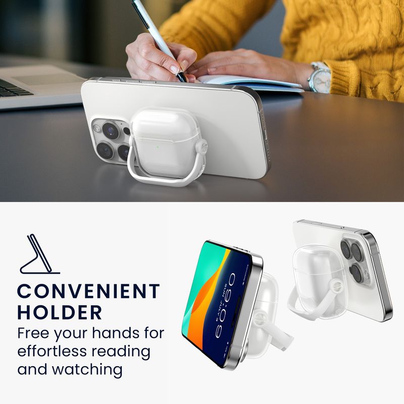 TV, Audio-Video si Foto - Portabile audio - Casti audio - Husa casti Kwmobile pentru Apple AirPods 4, functie stand, Termoplastic, transparent - Infinity.ro