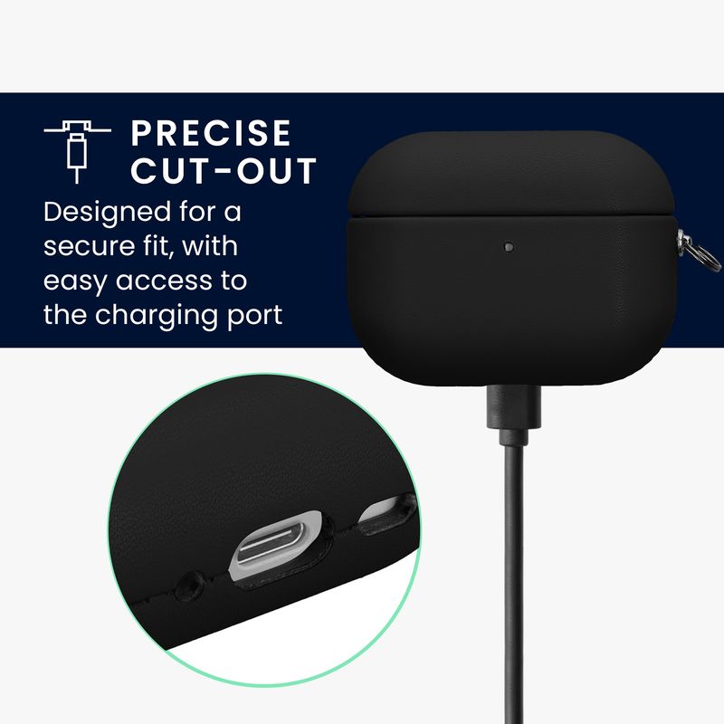 TV, Audio-Video si Foto - Portabile audio - Casti audio - Husa casti Kwmobile pentru Apple AirPods Pro 3, anti-alunecare, Piele ecologica, negru - Infinity.ro