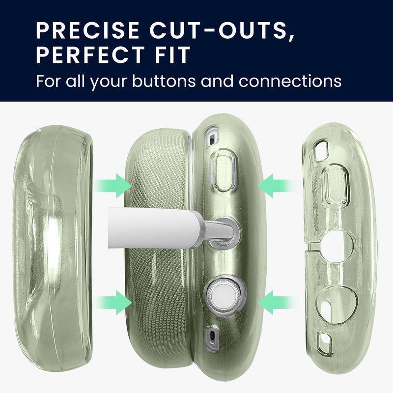 TV, Audio-Video si Foto - Portabile audio - Casti audio - Set 5 pernite pentru casti Kwmobile pentru Apple AirPods Max, AirPods Max 2, antisoc, Termoplastic, transparent, verde - Infinity.ro
