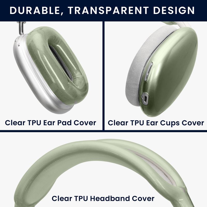TV, Audio-Video si Foto - Portabile audio - Casti audio - Set 5 pernite pentru casti Kwmobile pentru Apple AirPods Max, AirPods Max 2, antisoc, Termoplastic, transparent, verde - Infinity.ro
