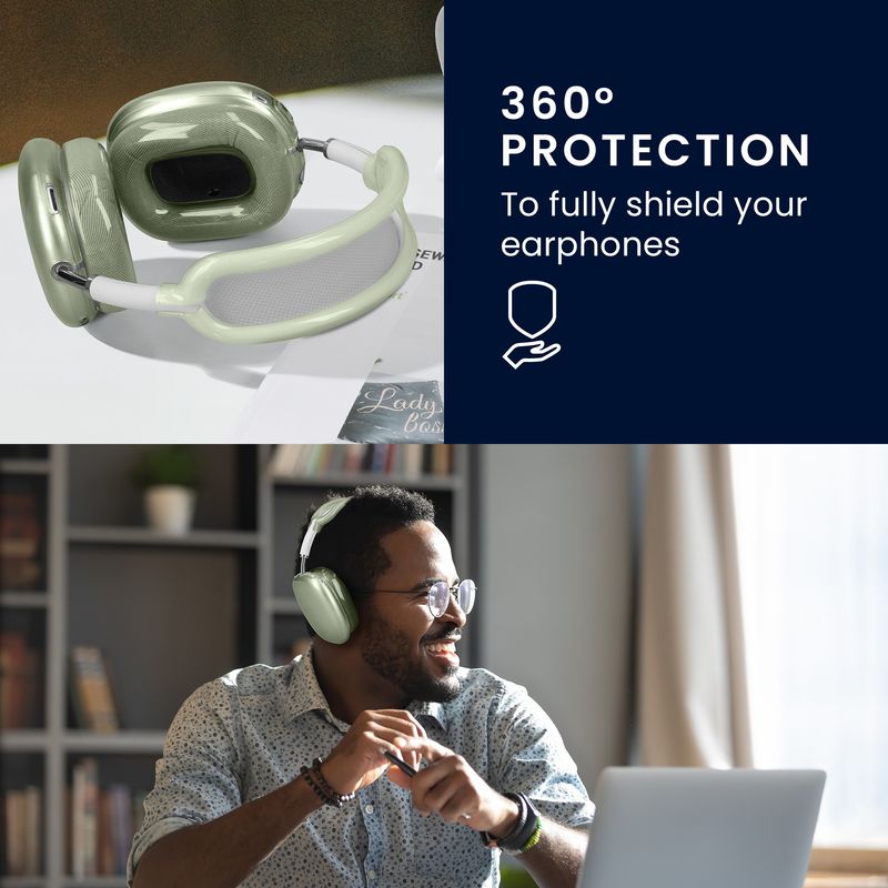 TV, Audio-Video si Foto - Portabile audio - Casti audio - Set 5 pernite pentru casti Kwmobile pentru Apple AirPods Max, AirPods Max 2, antisoc, Termoplastic, transparent, verde - Infinity.ro
