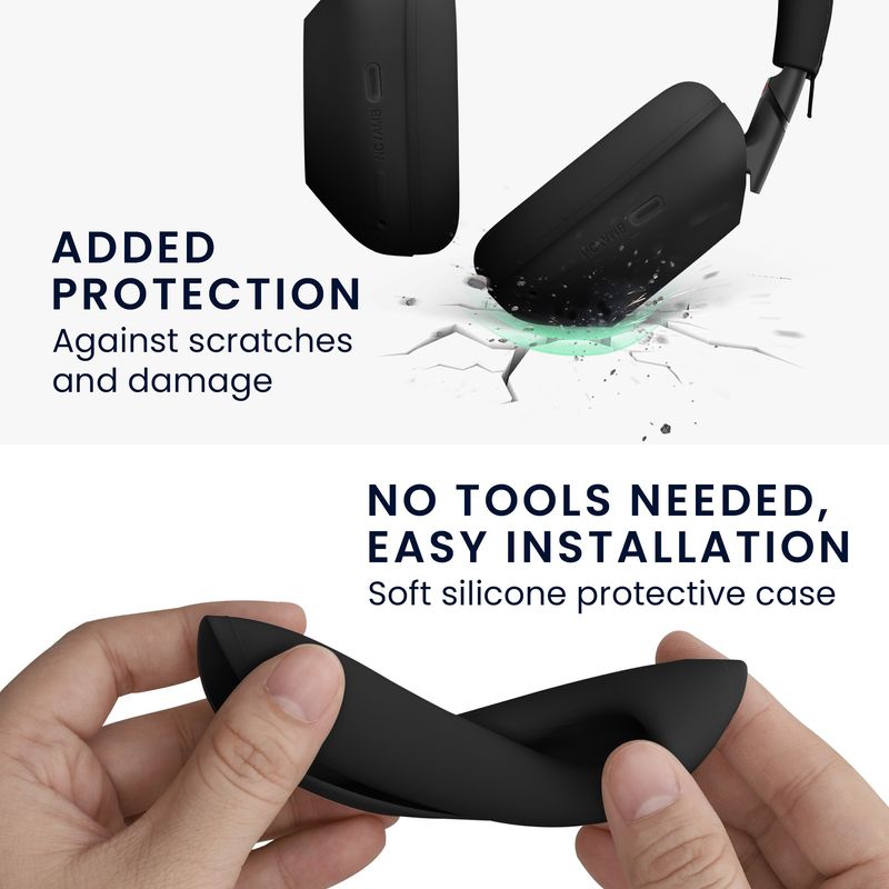 TV, Audio-Video si Foto - Portabile audio - Casti audio - Husa casti Kwmobile pentru Sony WH-1000XM6, protectie la socuri, Silicon, negru - Infinity.ro