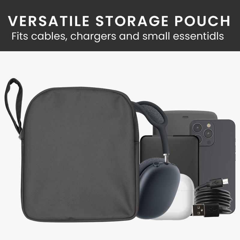 TV, Audio-Video si Foto - Portabile audio - Casti audio - Husa casti Kwmobile pentru Apple AirPods Max, AirPods Max 2, protectie la socuri, Nylon, gri - Infinity.ro