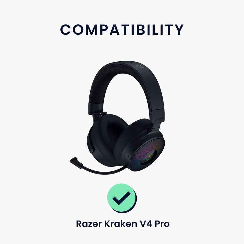 TV, Audio-Video si Foto - Portabile audio - Casti audio - Set 2 pernite pentru casti Kwmobile pentru Razer Kraken V4 X, V4, V4 Pro, confort sporit, Piele ecologica, negru - Infinity.ro