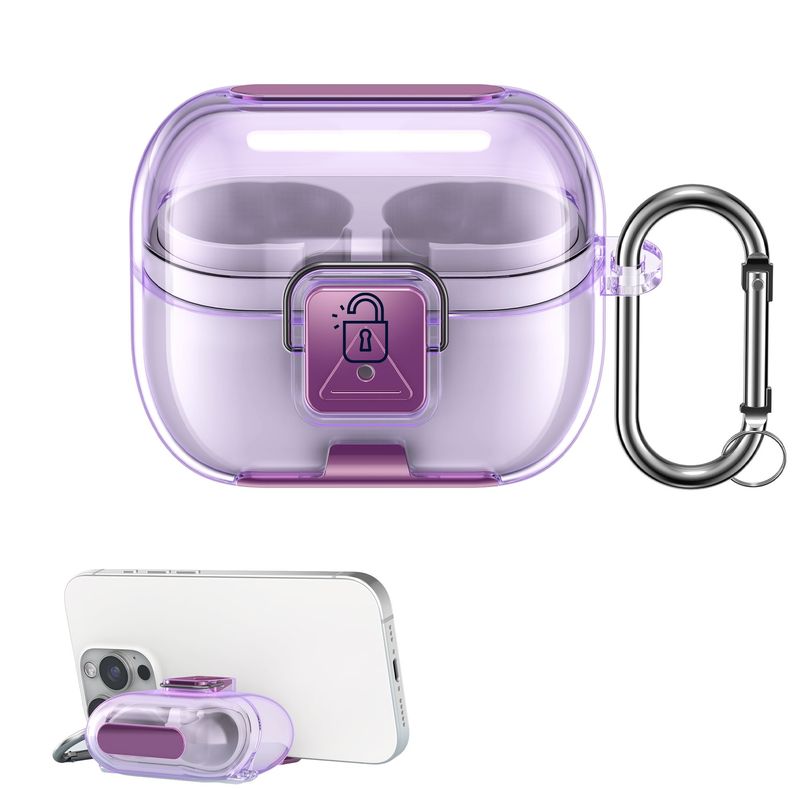 TV, Audio-Video si Foto - Portabile audio - Casti audio - Husa casti Kwmobile pentru Samsung Galaxy Buds 3, Galaxy Buds 3 Pro, functie stand, Termoplastic, mov - Infinity.ro