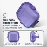 TV, Audio-Video si Foto - Portabile audio - Casti audio - Husa casti Kwmobile pentru Apple AirPods 4, functie stand, Termoplastic, mov, transparent - Infinity.ro