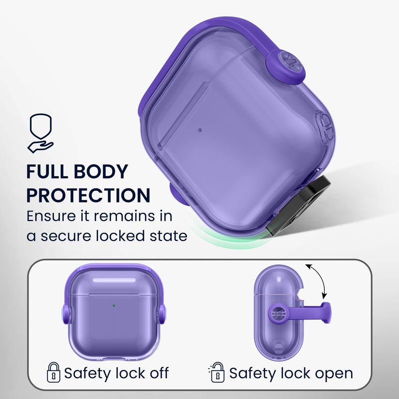 TV, Audio-Video si Foto - Portabile audio - Casti audio - Husa casti Kwmobile pentru Apple AirPods 4, functie stand, Termoplastic, mov, transparent - Infinity.ro